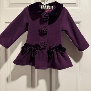 Good Lad Deep Purple Kids Pea Coat with Bow Accents